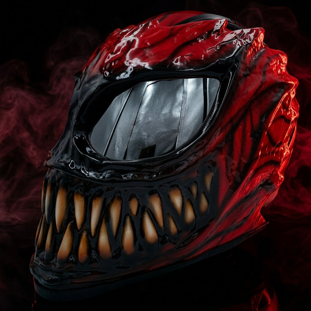 Inspired Custom Carnage Venom Motorcycle Helmet ( Red Venom helmet ) – skull elite