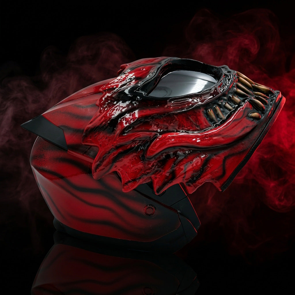 Inspired Custom Carnage Venom Motorcycle Helmet ( Red Venom helmet )