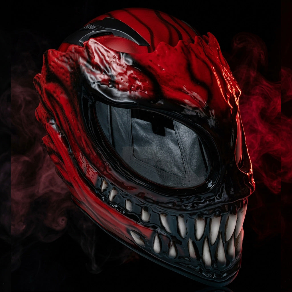 Inspired Custom Carnage Venom Motorcycle Helmet ( Red Venom helmet )