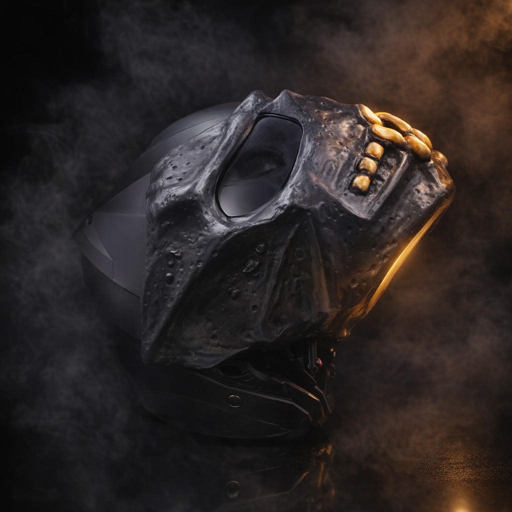 Black Predator Skull Motorcycle Helmet