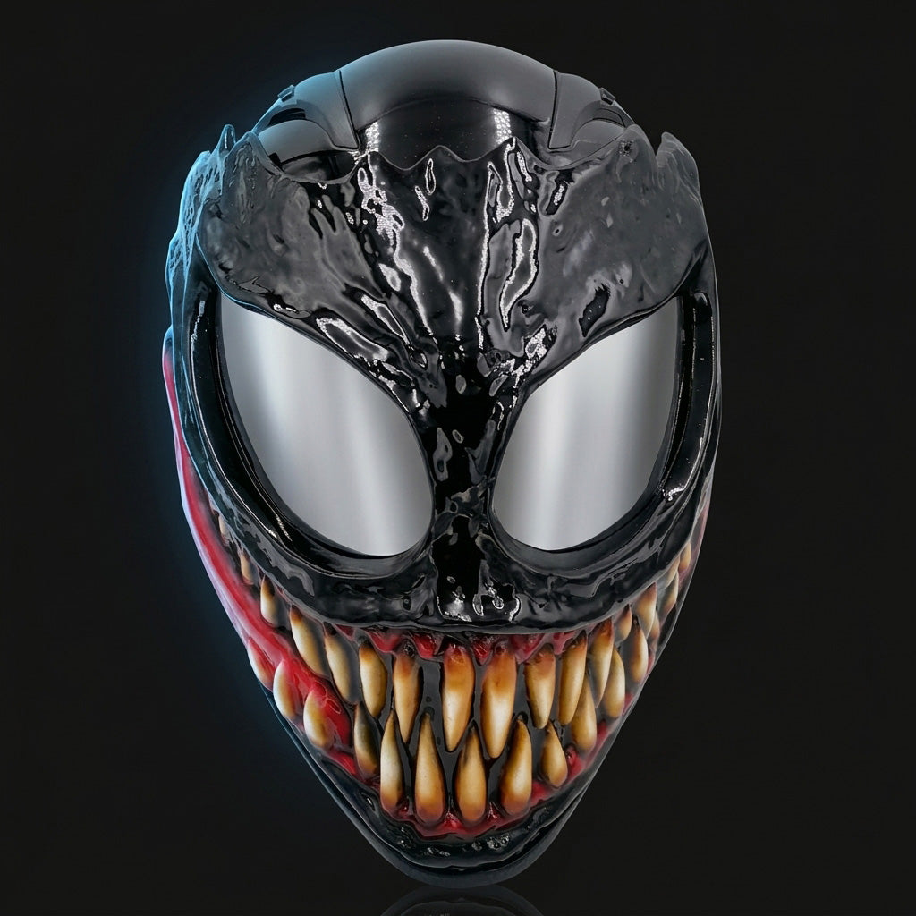 Inspired Custom Venom Motorcycle Helmet | Custom Hand-Painted Symbiote Graphic Helmet